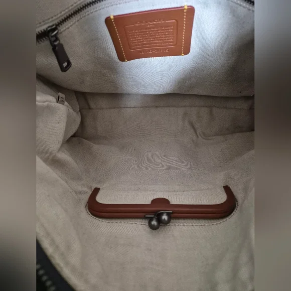 Authentic Coach Navy Blue Suede And Leather 1941 Rogue 36 Tote Bag - Picture 10 of 16